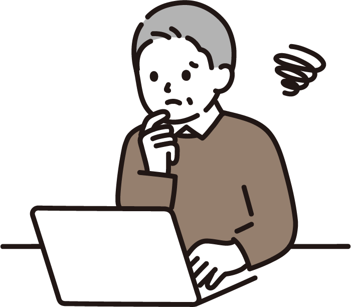 パソコンの使い方が分からず困っている男性